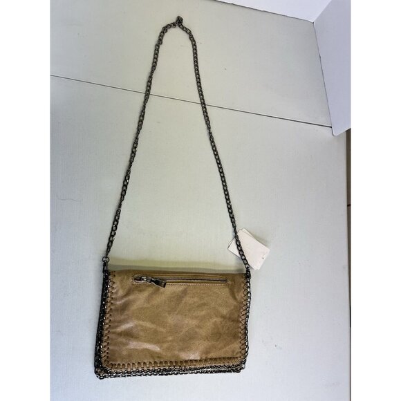 J Bag Adjustable Clutch Crossbody Detachable Metal Strap Tan Foldover - Picture 10 of 13